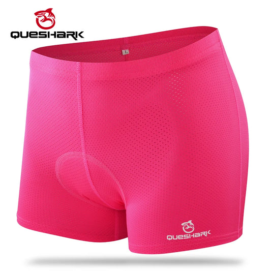 Queshark Women's Pink Cycling Underwear Gel Padded Shockproof Tights