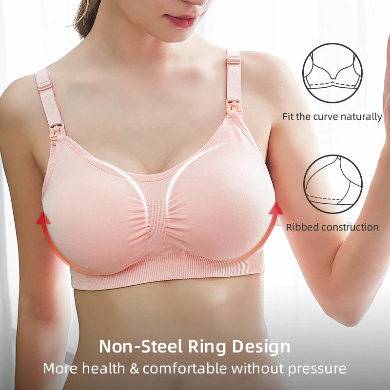 Plus Size Nursing Bra - Breathable Breastfeeding Seamless Maternity