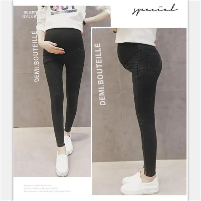 Pregnant Woman Clothing Spring Cowboy Trousers Maternity Elastic Force Jeans