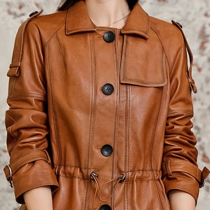 Women's Leather Biker Jacket - Sheepskin Slim Fit