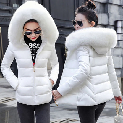 Hooded Parka - Big Fur Winter Jacket for Women