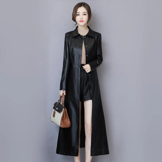 New Women Sheepskin Coat Autumn Winter Thick Warm Long Jacket Suede Outerwear