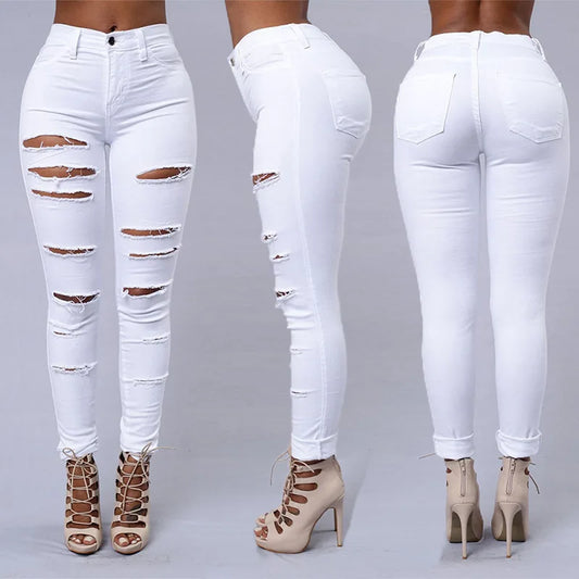 Ripped Jeans Women's Sexy Skinny Denim Fashion Street Casual