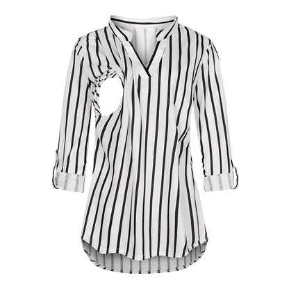 New Fashion Maternity Blouses Long Sleeve Striped Nursing Tops