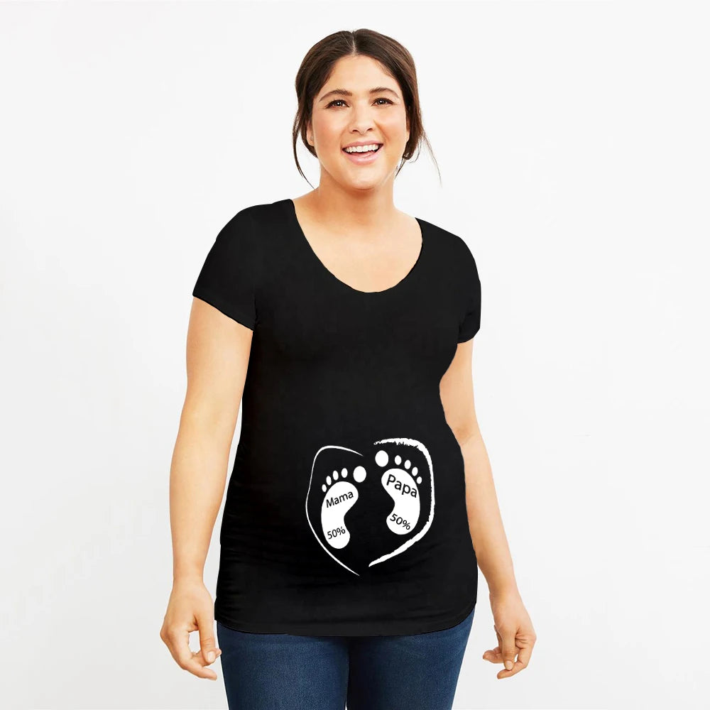 Pregnant Women Maternity Clothes Short Sleeve Cartoon Print Tops Nursing T Shirt