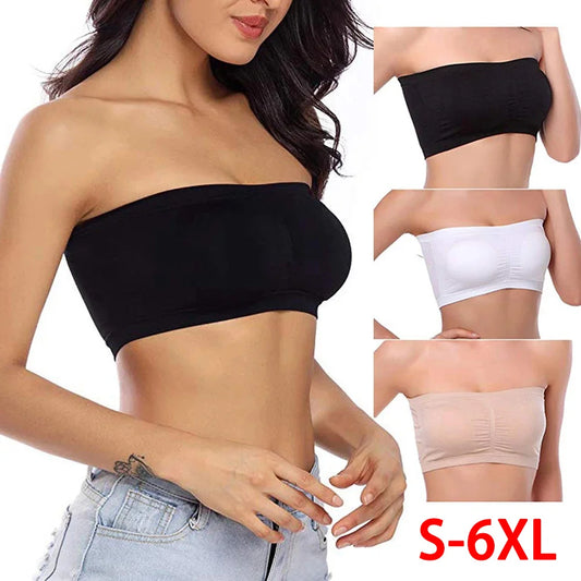 Plus Size Strapless Bra S-6XL Women Tube Top Sexy Seamless Bralette Bandeau Top Wrap Bra Ladies Bustier Crop Top Invisible Bra