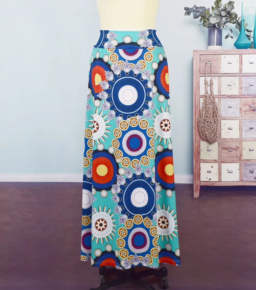 Summer Print Maxi Bohemian Skirt Women's High Waist Vintage