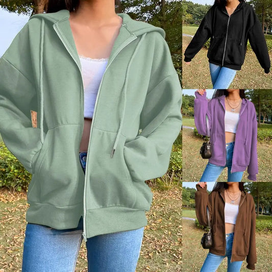 Sweatshirt Hoodie Oversize Hooded Cardigan Zip Up Hoodies Autumn Tops