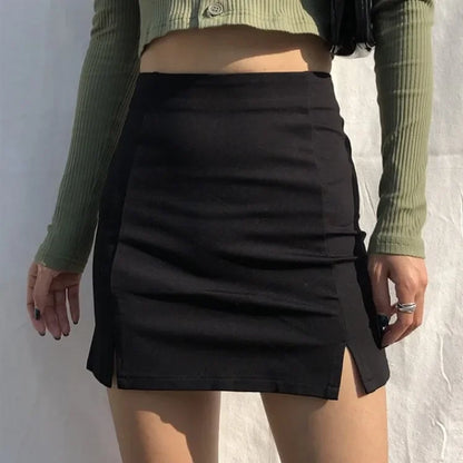 Skirts Women's Black Split Office Ladies High Waist Elegant Slim Mini Skirt Student