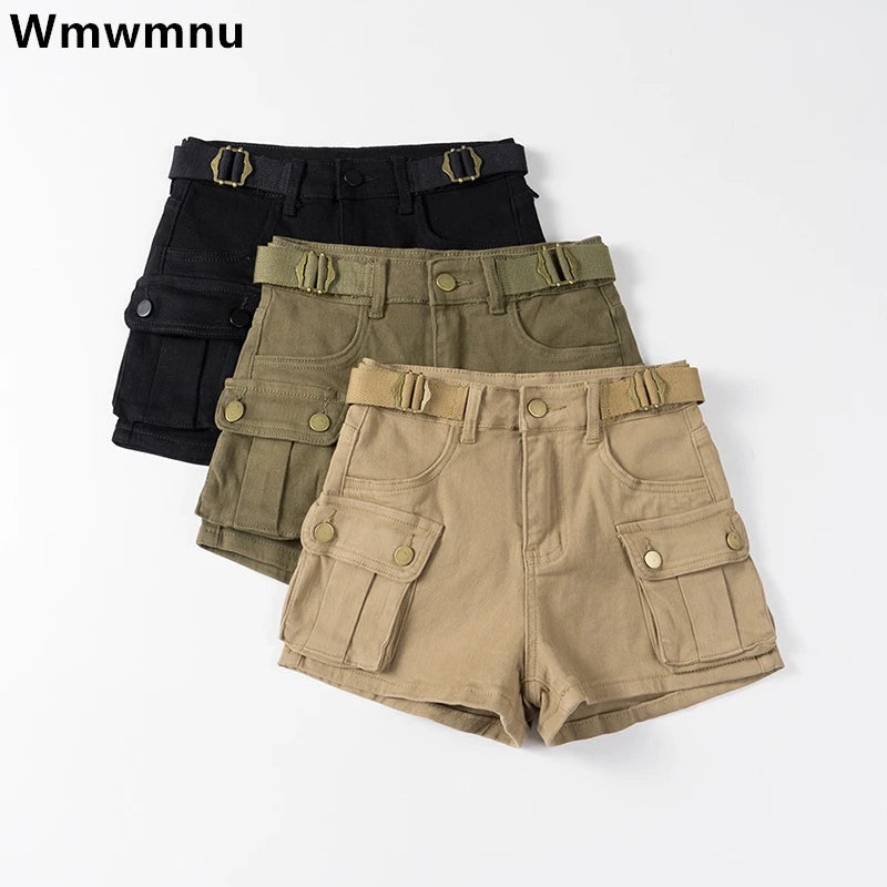 Shorts Denim Cargo Pants Women's Sexy Streetwear High Waist Summer Stretch Cortos