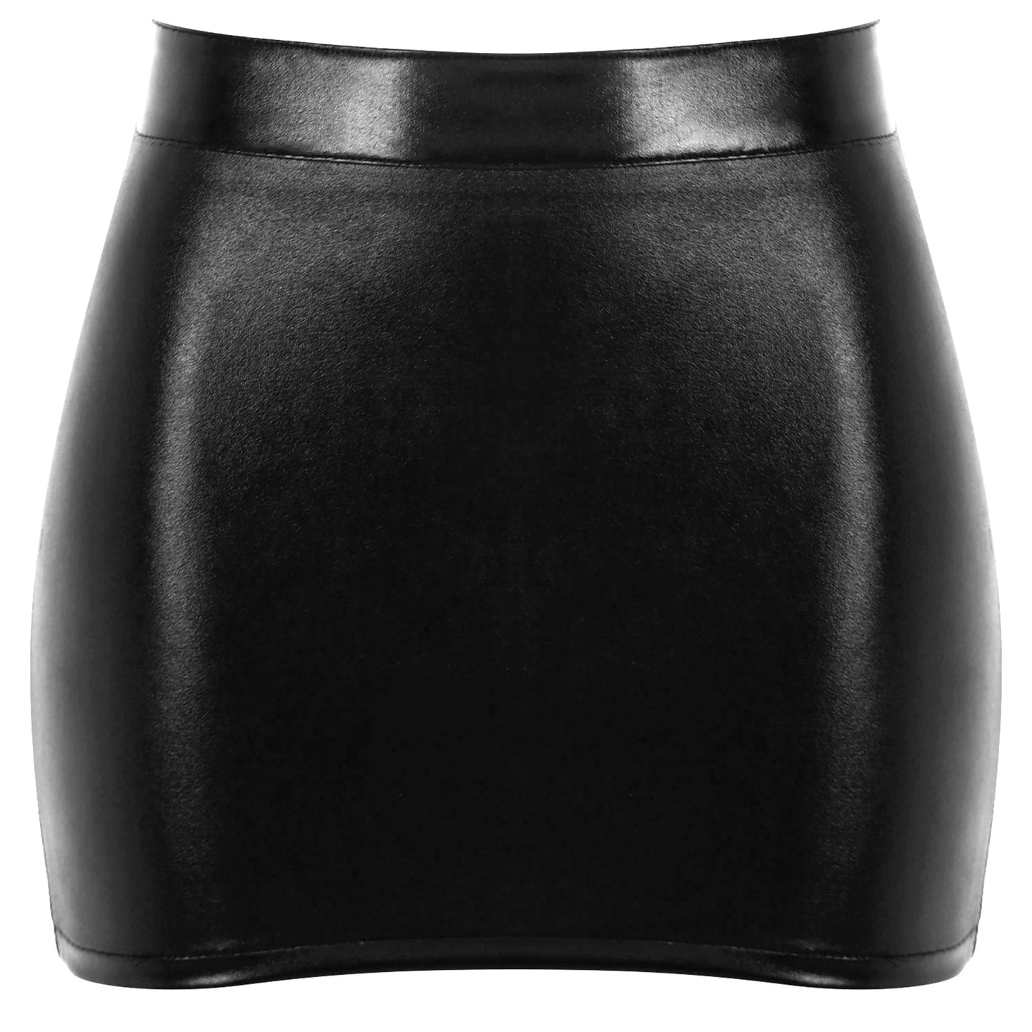 Women's Fashion Zipper Back Skirt Shiny Patent Leather Miniskirt