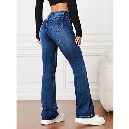 Women's Stretch Denim Jeans Slim Straight Casual Pantalon Femme