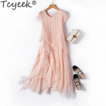 Tcyeek Elegant Women's Dresses Summer Fashion Midi Dress