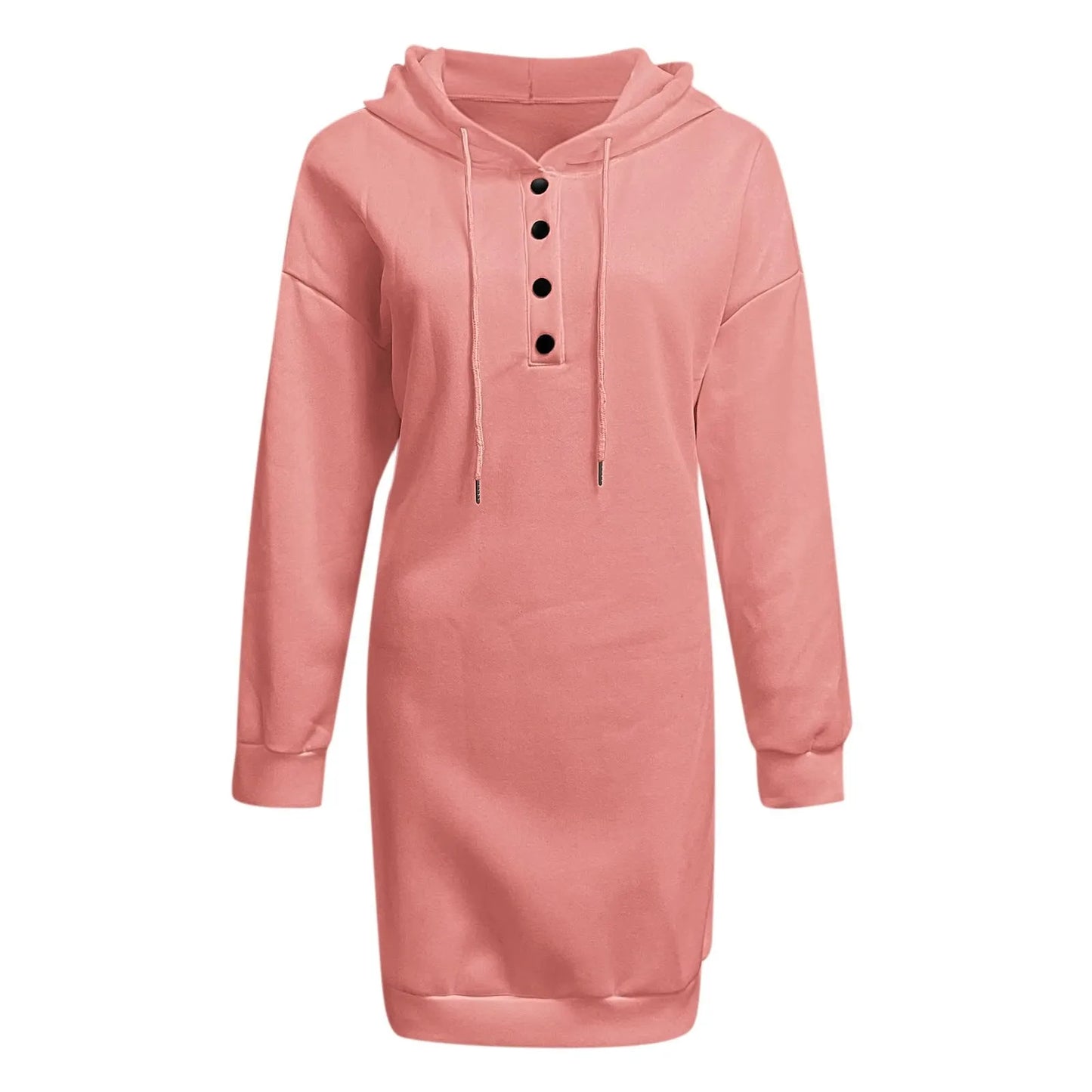 Long Sleeve Drawstring Pullover Dress - Casual Hoodie Dress