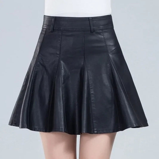 High Waist Skirt Mini Sexy Black Elegant Faux Harajuku