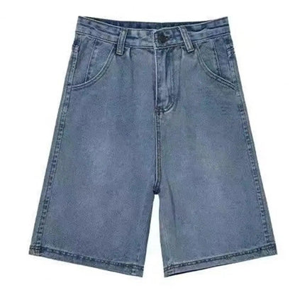 Women's Denim Shorts High Waist Vintage Washed Straight