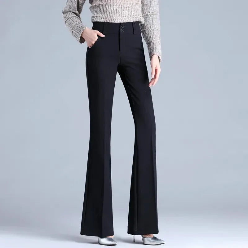 Office Ankle-Length Flare Suits Pants High Waist Casual Pantalones