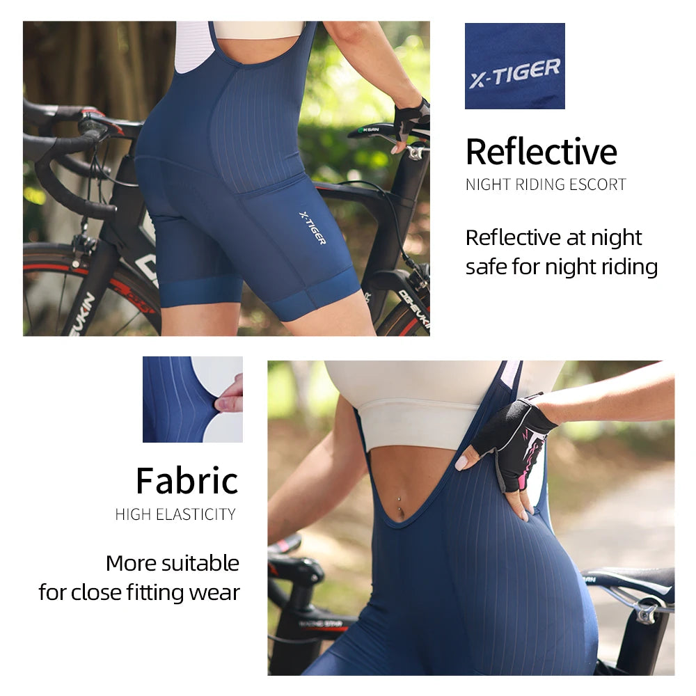 X-Tiger Women's Cycling Bib Shorts Sponge Cushion Short Mountain