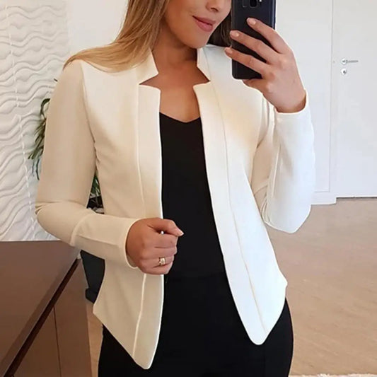 Slim Fit Solid Color Women Blazer Casual No Bottoms Open Front Jacket Spring Autumn