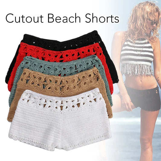 Women's Summer Knit Crochet Shorts Sexy Hollow Out Beachwear