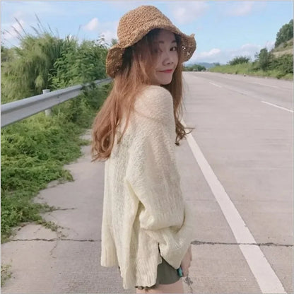 Cardigan Women Summer Sun-proof Hollow Out Solid Thin Soft Breathable Elegant Holiday Minimalist Female Fashion Ulzzang New Ins