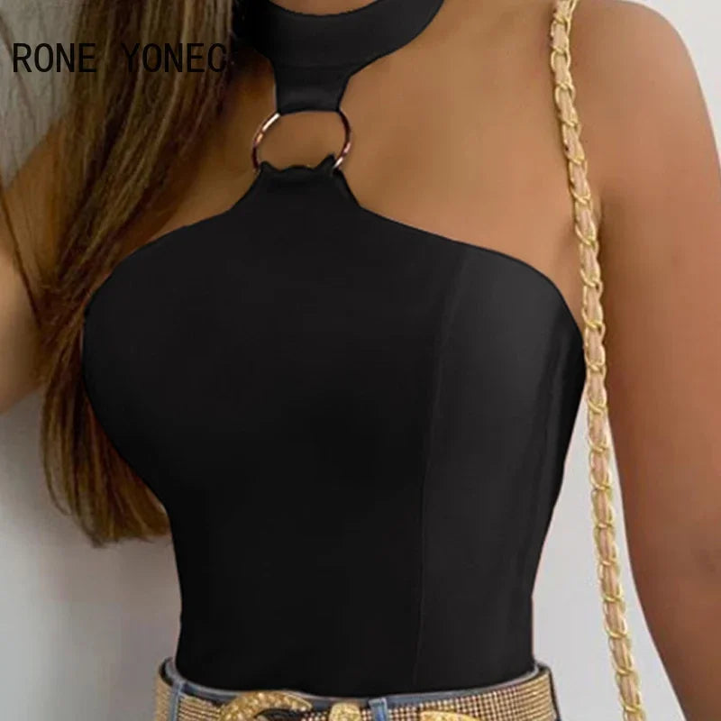 Women Chic Sexy Solid Halter Sleeveless Summer Casual Sexy Camis Crop Tops