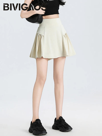 Fake Two-Piece Summer High Waist Sports Skirt Running Tennis