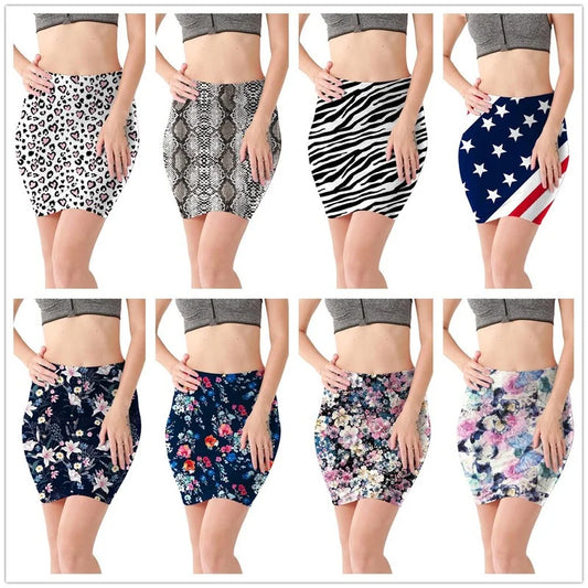 High Waist Skirts Sexy Leopard Snake Pattern Casual Package