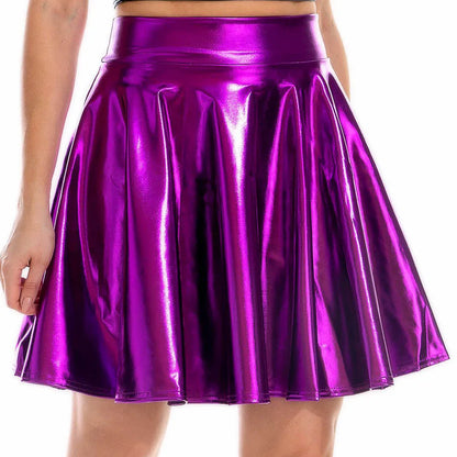 Summer Sexy Laser High Waist Mini PU Leather Skirt Club