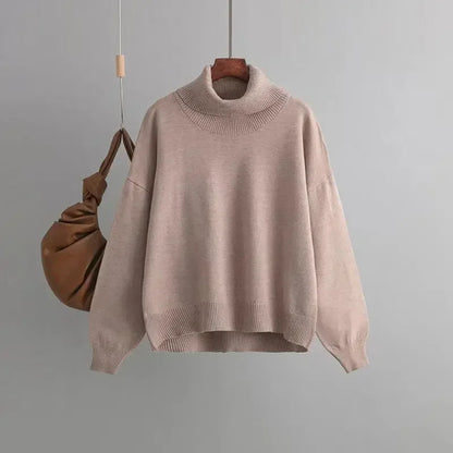 Turtleneck Cashmere Sweater Fall Winter Skinny Warm Knit Jumpers Women Casual Long-sleeved Loose Thick Pullover Tops Streetwear