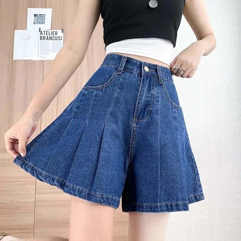 Summer New Plus Size Denim Shorts High Waist Loose