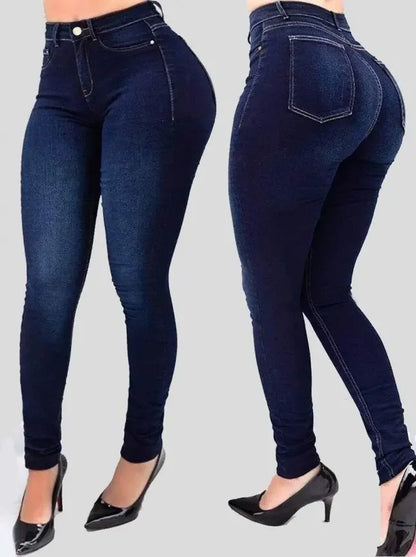 Woman's Pure Color Jeans High Waist Street Play