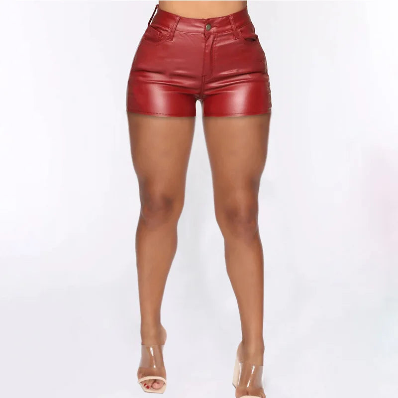 Fashion Leather Shorts Women's Summer Tight Gothic High