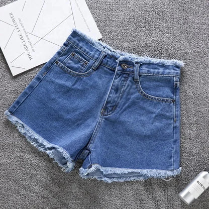 Summer High Waist Jeans Rough-Edges Denim Casual