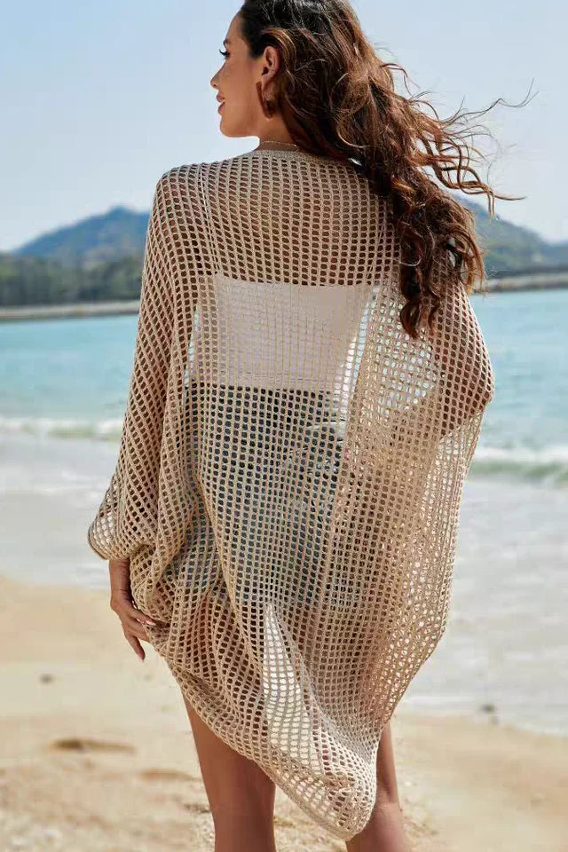 Beach Vacation Knitted Cardigan Women Hollow Out Sun Protection Sunscreen Clothes Shawl