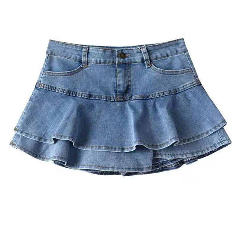 Summer Streetwear Ladies Short Skirts Jeans Casual Elastic Ball