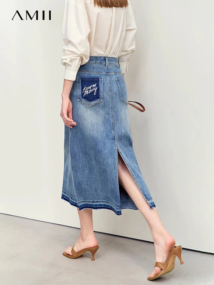 Minimalism Summer New Casual Denim Style Women's Skirts Letters