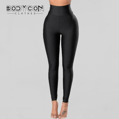 Bodycon Y2K Pants Women's Gym Sexy Metallic Luster Pencil