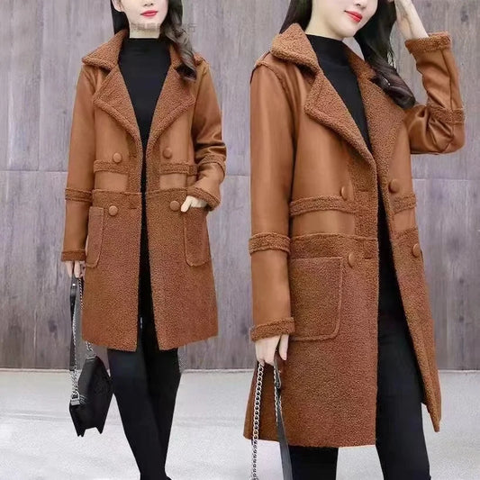 Women's Lambswool Coat - Two-Sided Fur