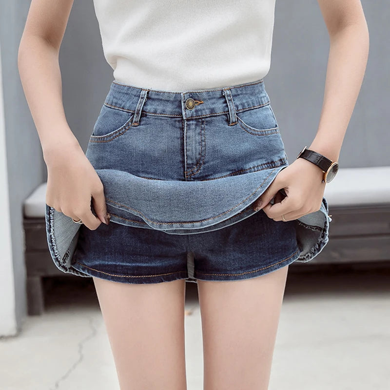 Vintage Denim Mini Skirts Women's Summer Sexy Solid