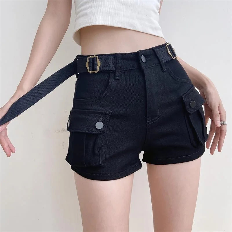 Shorts Denim Cargo Pants Women's Sexy Streetwear High Waist Summer Stretch Cortos