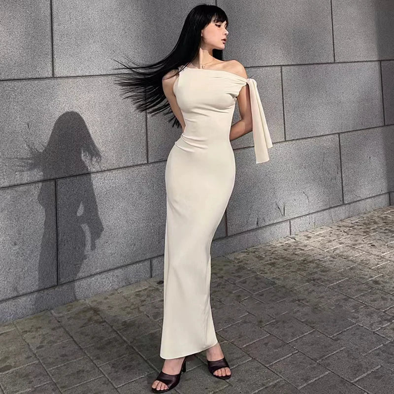 Sleeveless Maxi Dress - Off Shoulder Bodycon