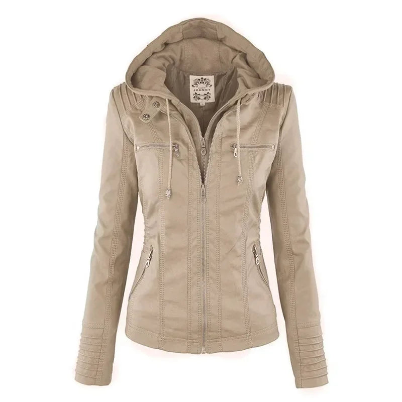 Basic Leather Jacket - Women’s Motorcycle PU Coat