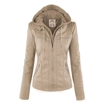 Basic Leather Jacket - Women’s Motorcycle PU Coat