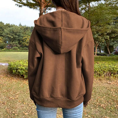 Sweatshirt Hoodie Oversize Hooded Cardigan Zip Up Hoodies Autumn Tops