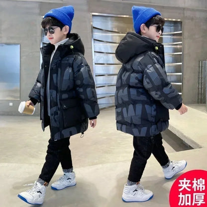 Boys Winter Parka - Kids Thicken Hooded Jacket