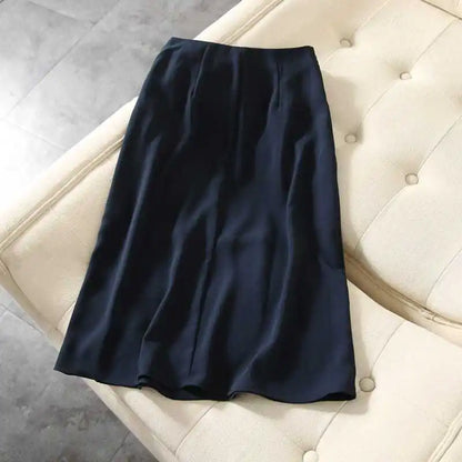 Simplicity Office Lady New Summer Women's Solid Button Zipper Split Fashion Skirt