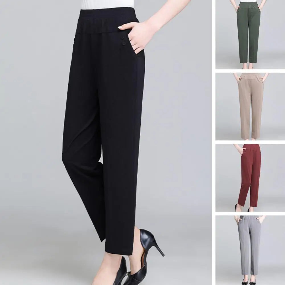 Women's Pants New Summer Thin High Waist Straight Casual