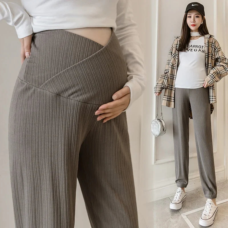 New Sports Casual Cotton Maternity Pants Spring Autumn Thin Belly Trousers