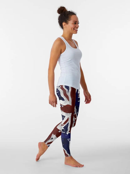 Patriotic Union Jack Flag Leggings Women's Gym Sportswear